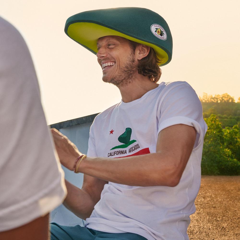 The new California Avo Head Hat is certain to be a conversation starter at tailgating and sporting events.