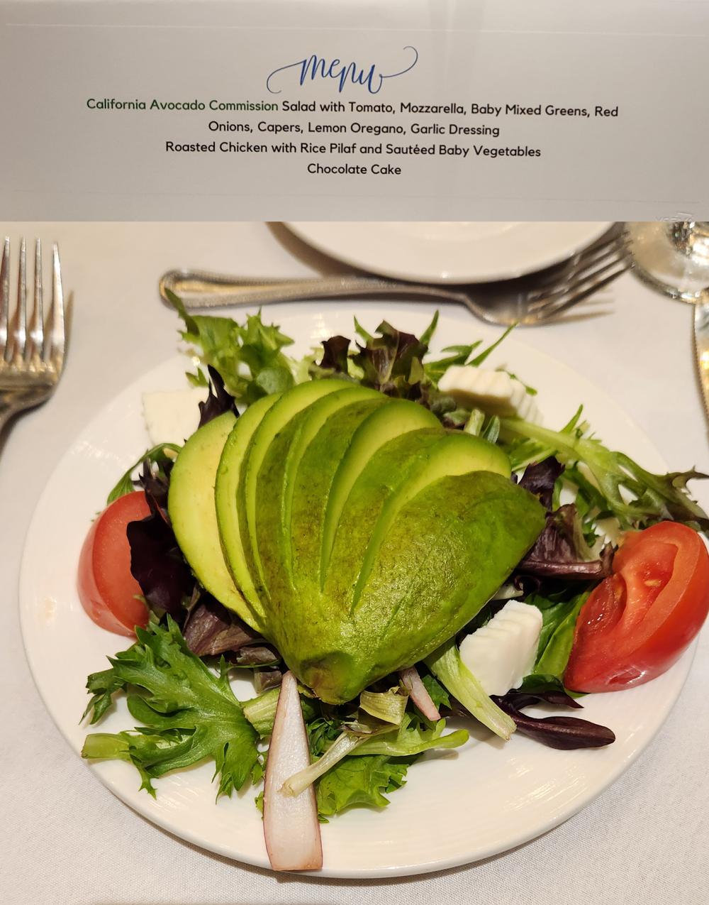 The FPFC luncheon’s salad featured fresh, fanned California avocados.