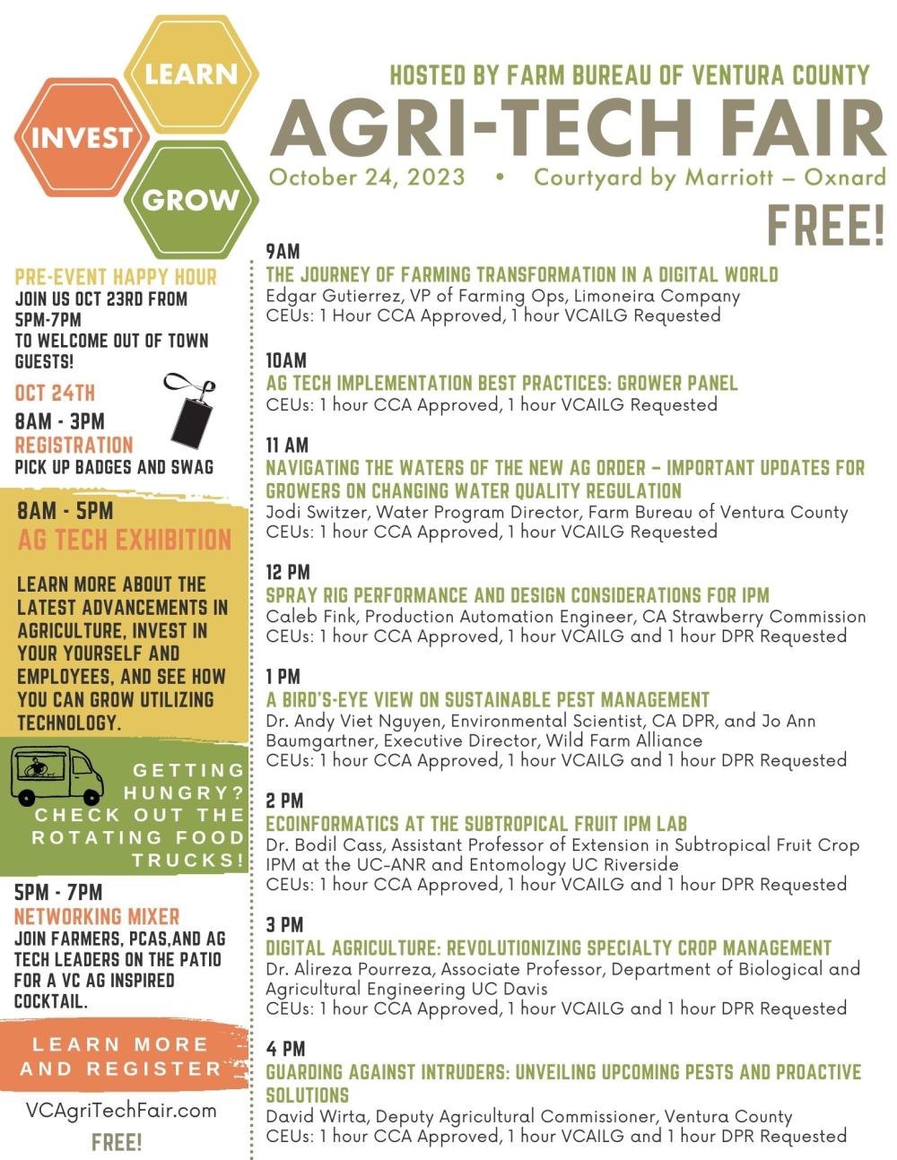 The Agri-Tech Fair will take place October 24. 