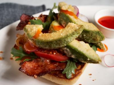 Chef E Dubble’s Fried Avocado Toast with Carmelized Bacon and Arugula was one of three avocado toast recipes created this year.