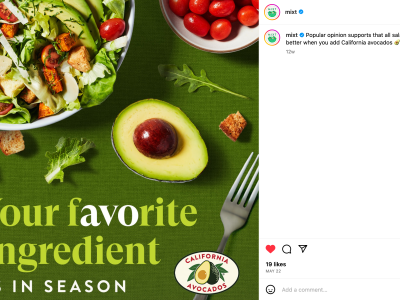 Mixt announced the start of their promotional period with a season-opener post showcasing the fruit and the California Avocados brand logo.