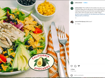 Ladle & Leaf showcased the availability of local and sustainably farmed California avocados on its social channels.